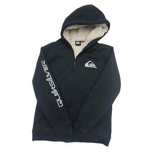 Y2K Quicksilver Sherpa Lined Full Zip Hoodie Hooded Sweatshirt Youth L Women's S